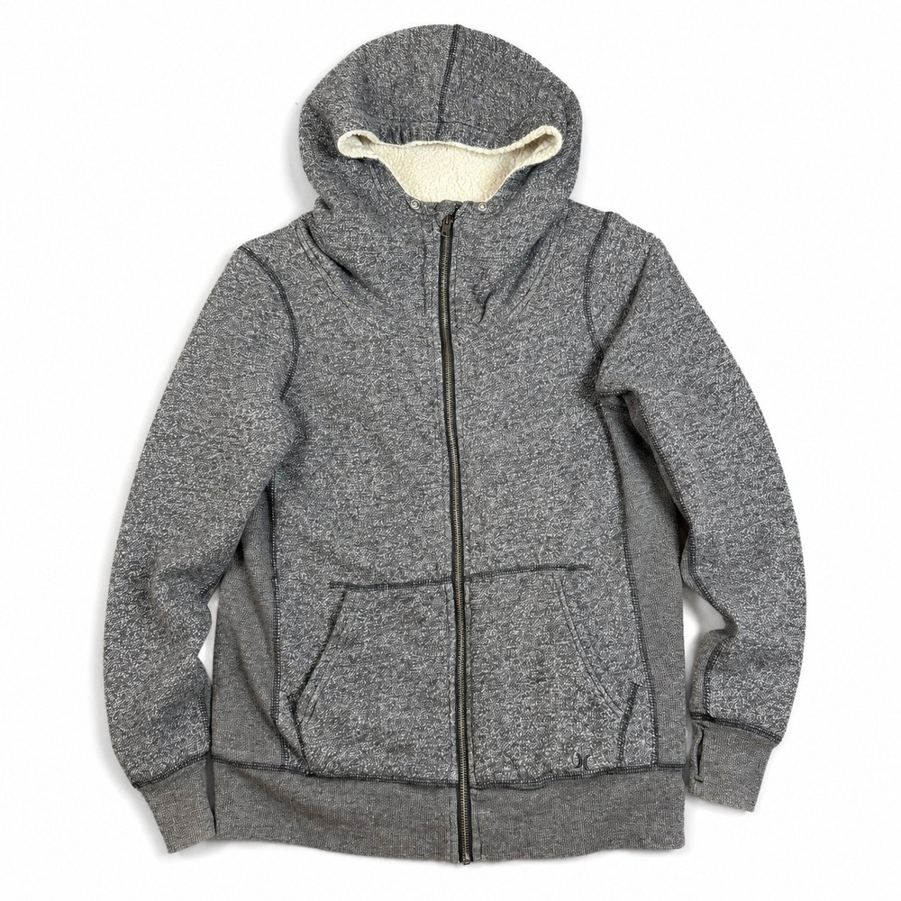 Hurley Sherpa Lined Hoodie Jacket Gray Full Zip Fleece Women's Large